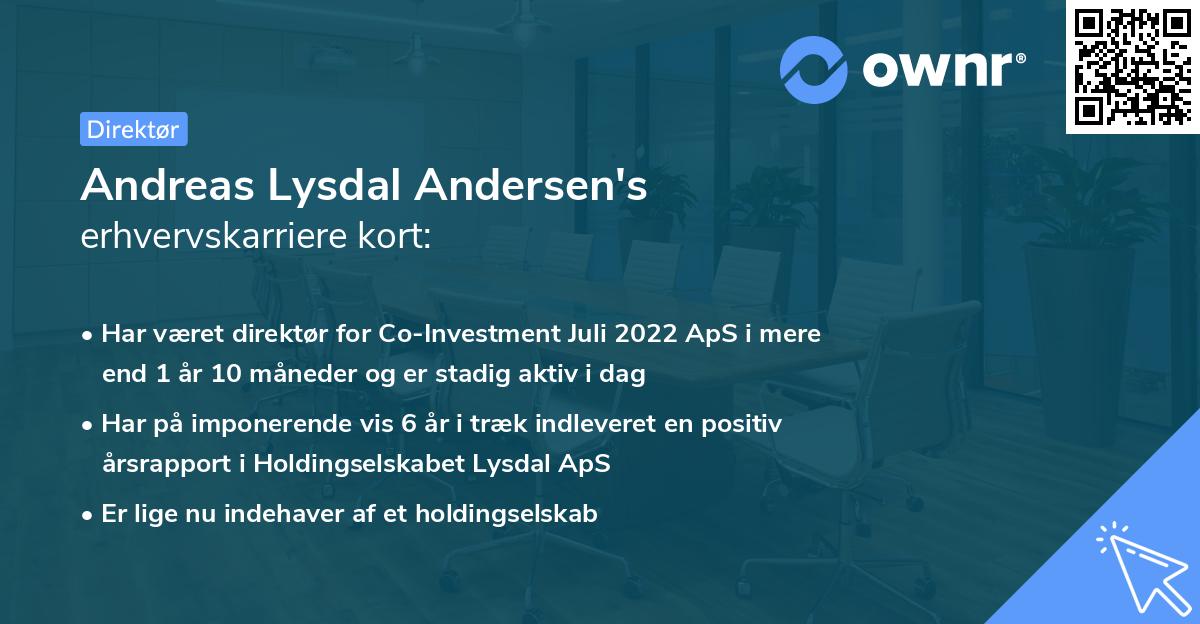 Andreas Lysdal Andersen's erhvervskarriere kort