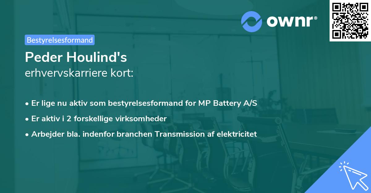 Peder Houlind's erhvervskarriere kort