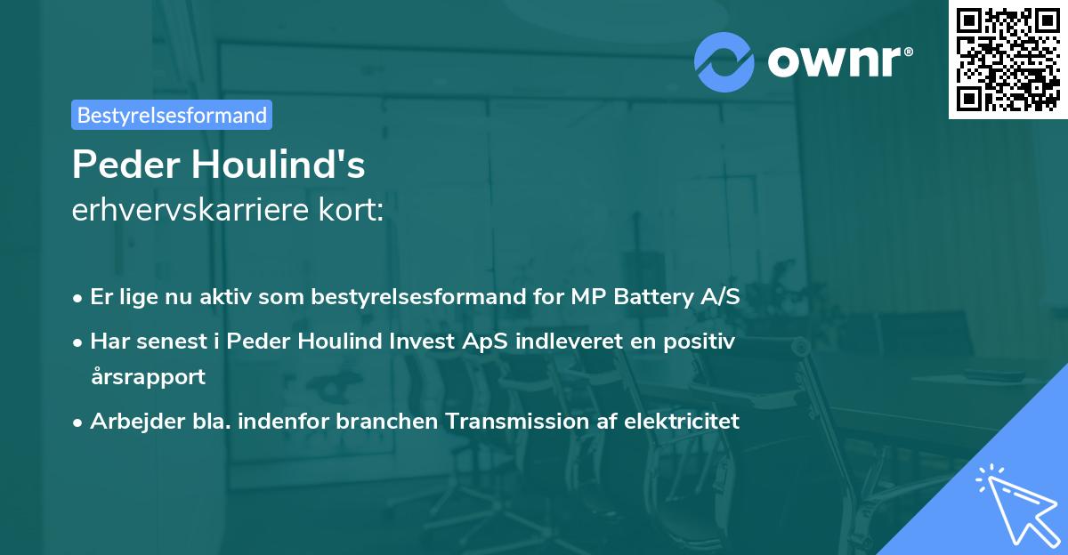 Peder Houlind's erhvervskarriere kort