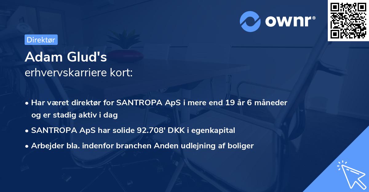 Adam Glud's erhvervskarriere kort