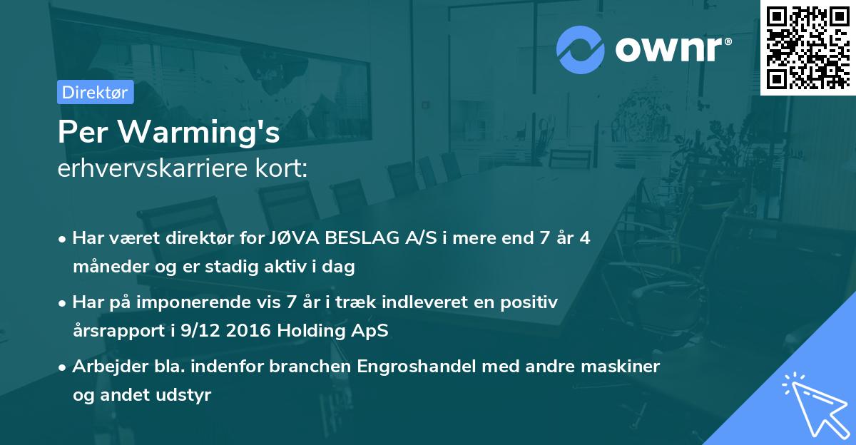 Per Warming's erhvervskarriere kort