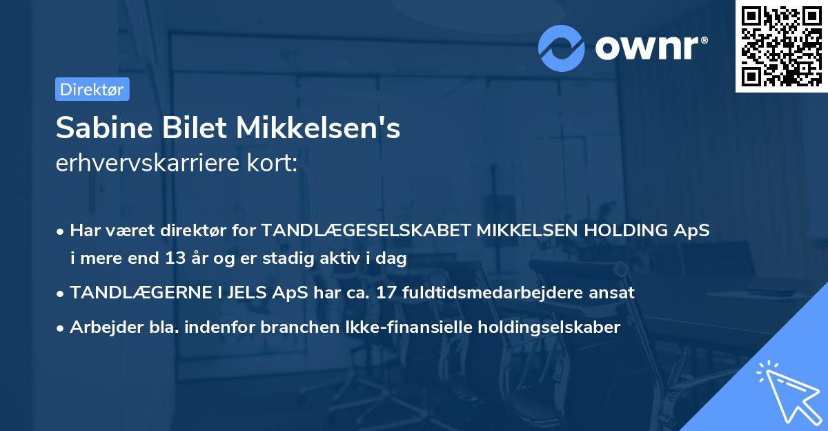 Sabine Bilet Mikkelsen's erhvervskarriere kort