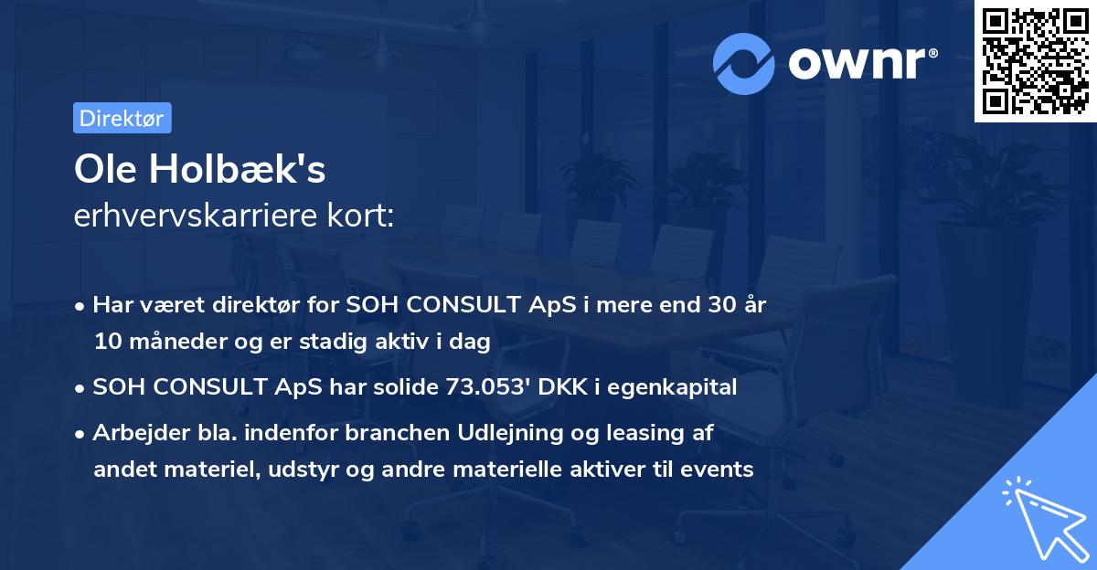 Ole Holbæk's erhvervskarriere kort