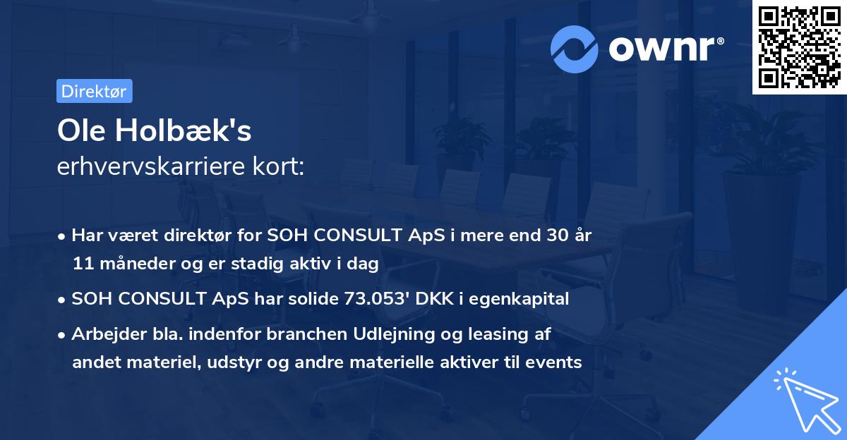 Ole Holbæk's erhvervskarriere kort