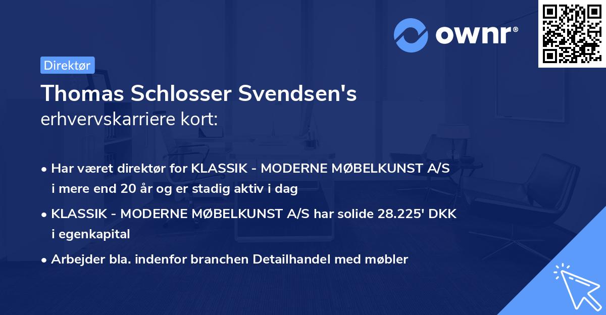 Thomas Schlosser Svendsen's erhvervskarriere kort