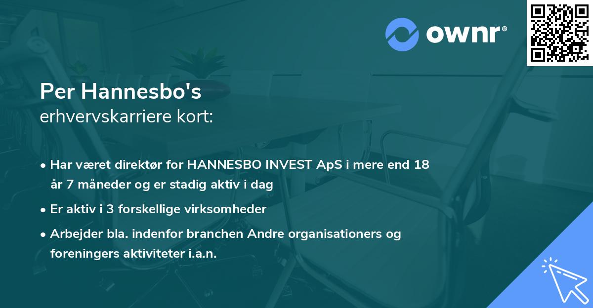 Per Hannesbo's erhvervskarriere kort