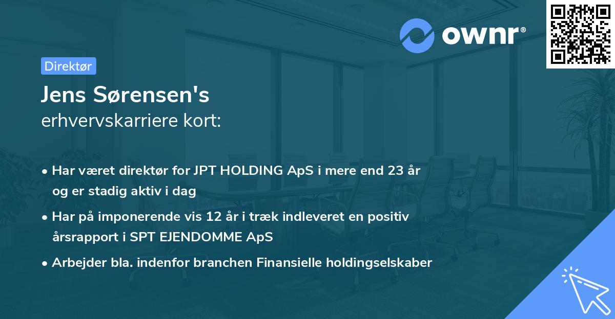 Jens Sørensen's erhvervskarriere kort