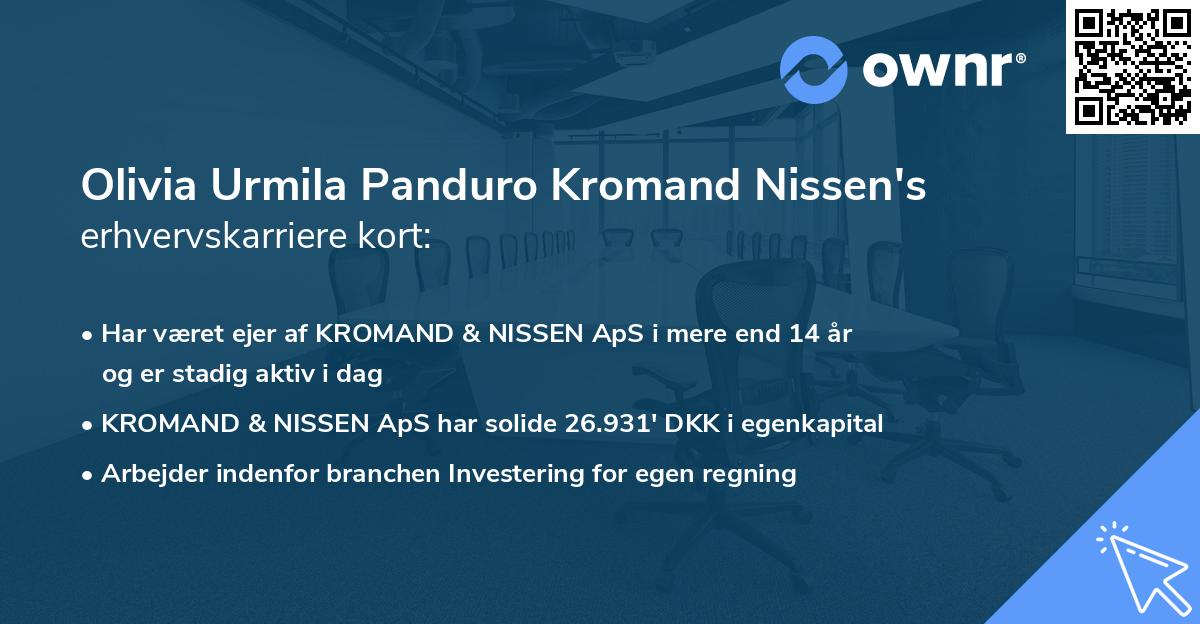 Olivia Urmila Panduro Kromand Nissen's erhvervskarriere kort