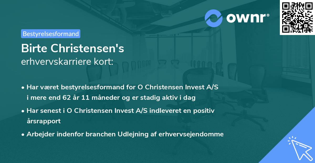 Birte Christensen's erhvervskarriere kort