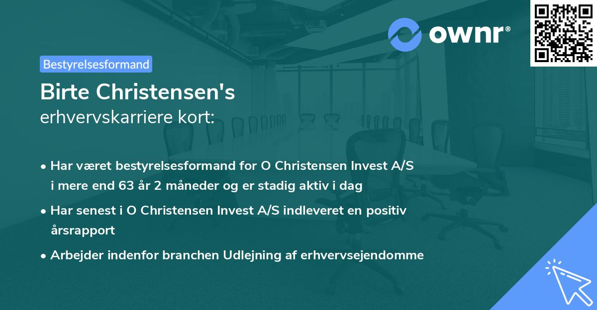 Birte Christensen's erhvervskarriere kort