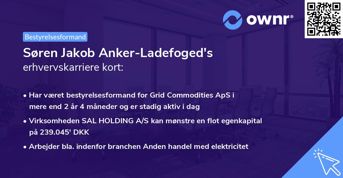 Søren Jakob Anker-Ladefoged's erhvervskarriere kort