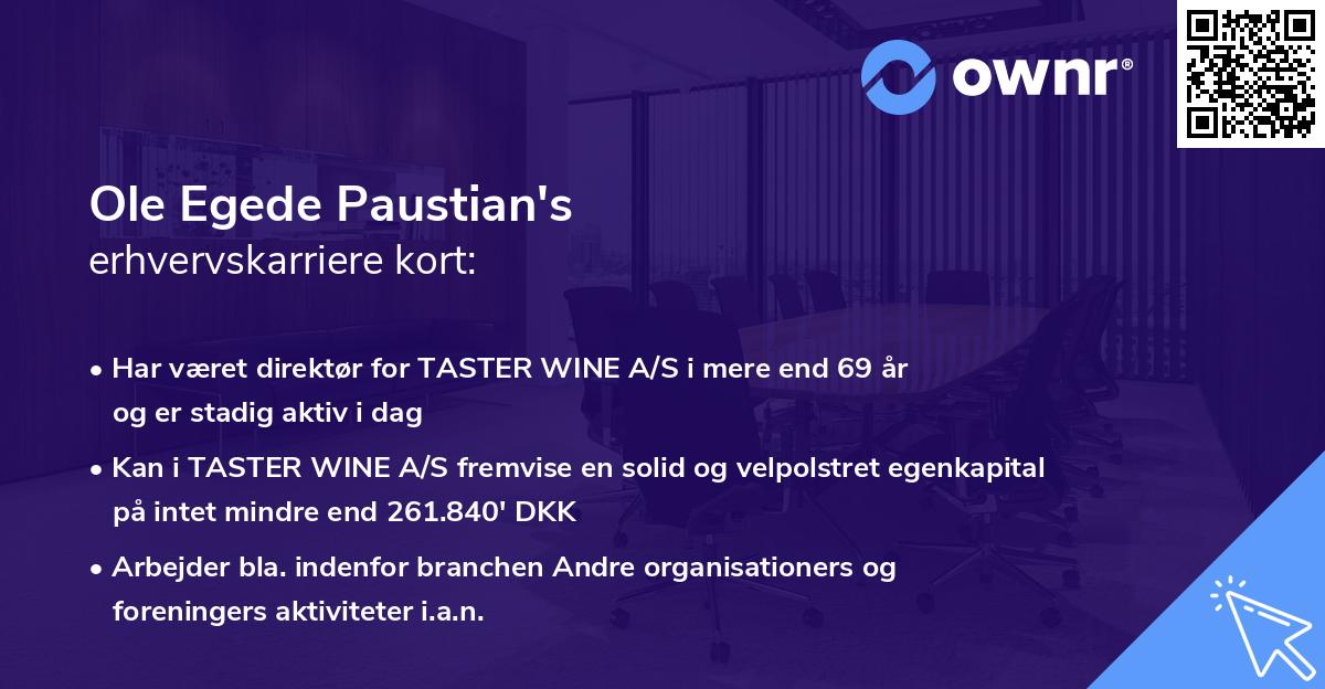 Ole Egede Paustian's erhvervskarriere kort