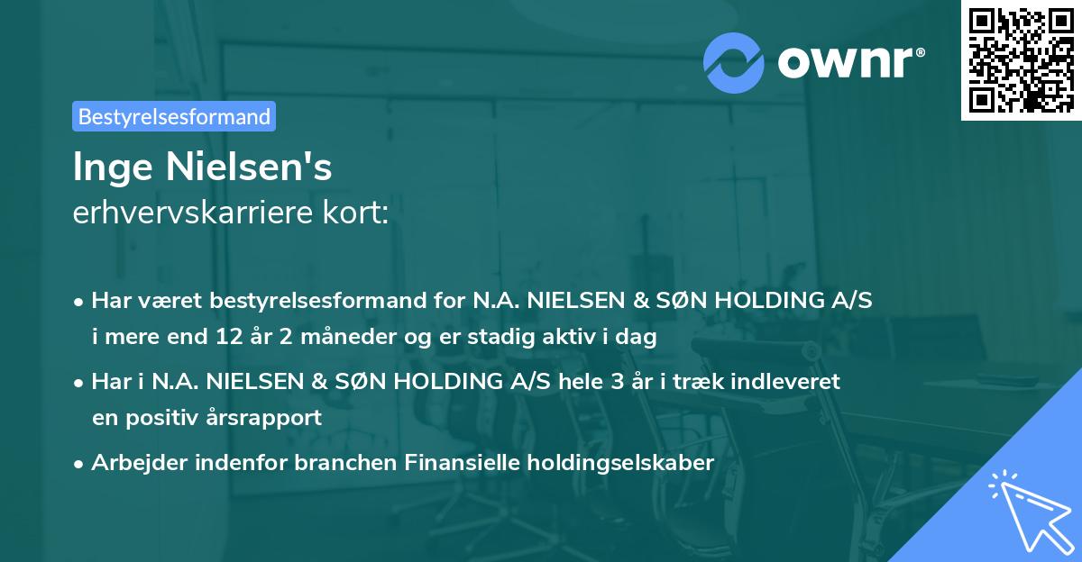 Inge Nielsen's erhvervskarriere kort