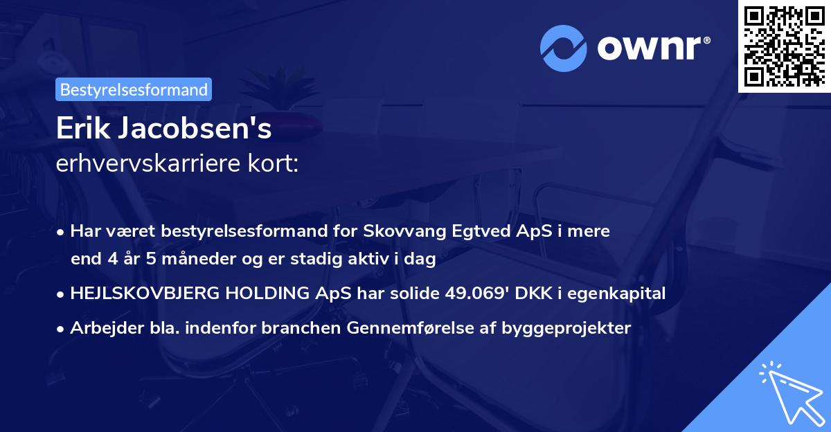Erik Jacobsen's erhvervskarriere kort
