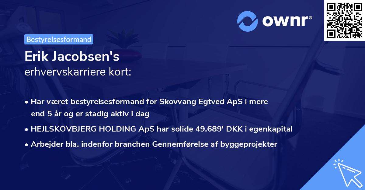 Erik Jacobsen's erhvervskarriere kort