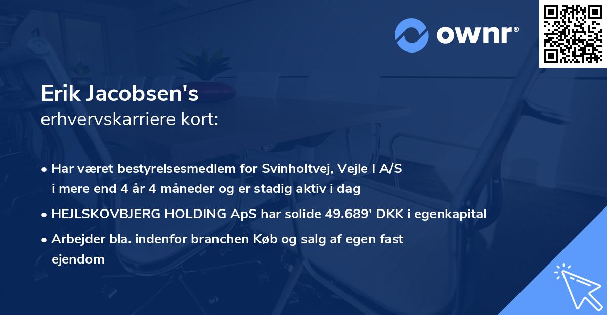 Erik Jacobsen's erhvervskarriere kort