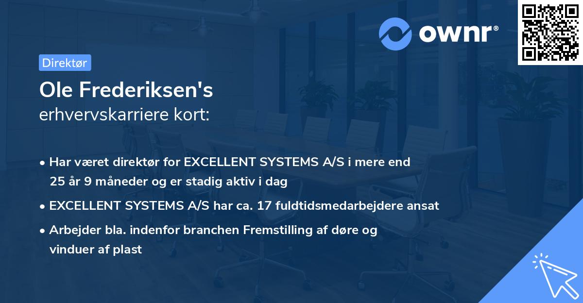 Ole Frederiksen's erhvervskarriere kort