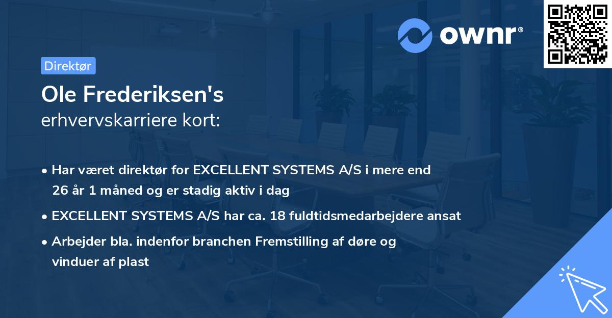 Ole Frederiksen's erhvervskarriere kort