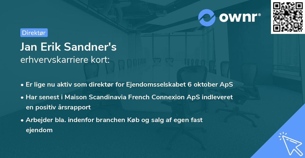Jan Erik Sandner's erhvervskarriere kort