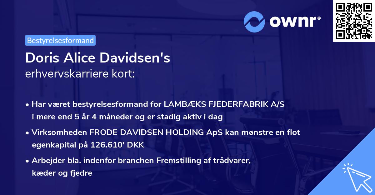 Doris Alice Davidsen's erhvervskarriere kort