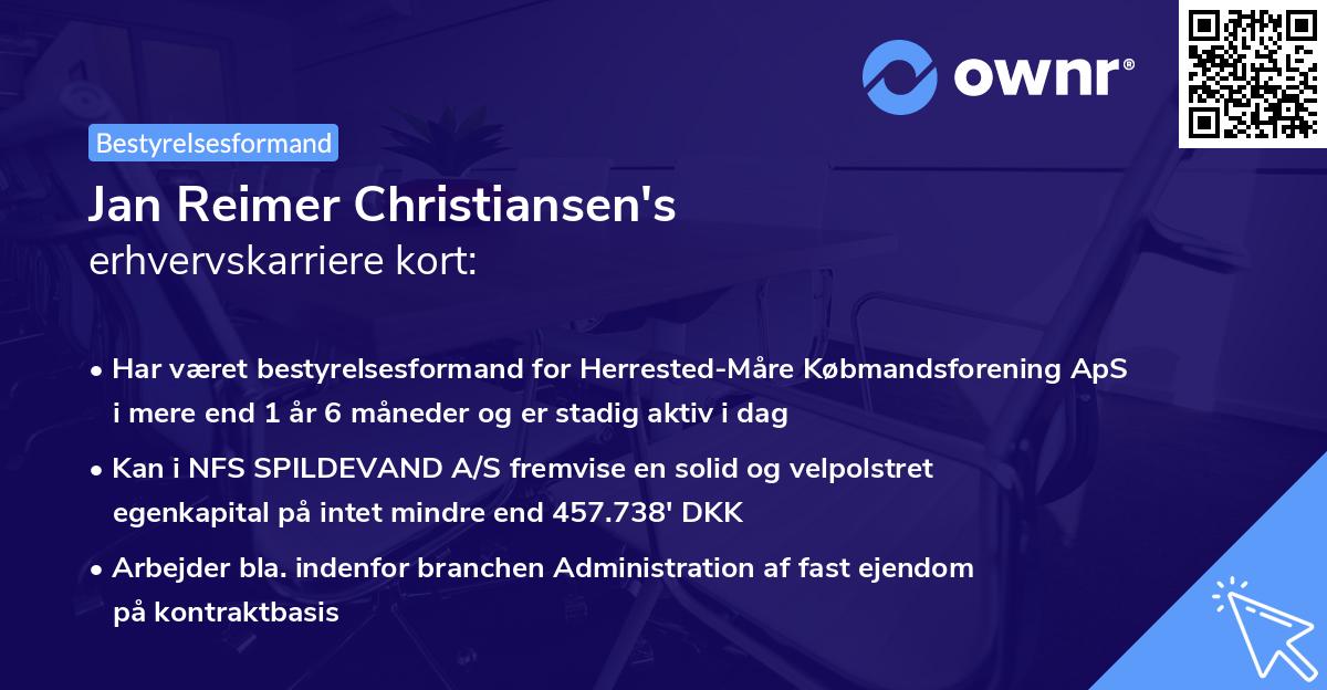 Jan Reimer Christiansen's erhvervskarriere kort