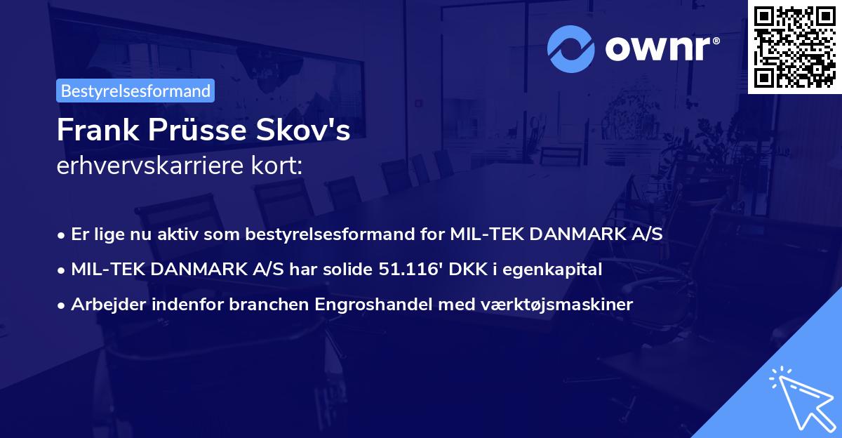 Frank Prüsse Skov's erhvervskarriere kort