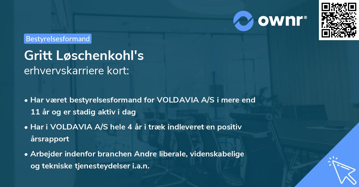 Gritt Løschenkohl's erhvervskarriere kort