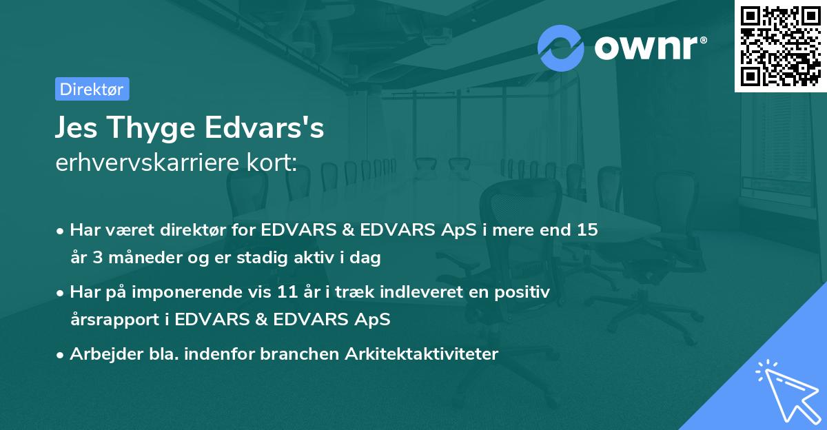 Jes Thyge Edvars's erhvervskarriere kort