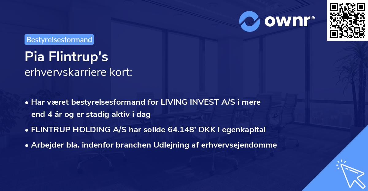 Pia Flintrup's erhvervskarriere kort
