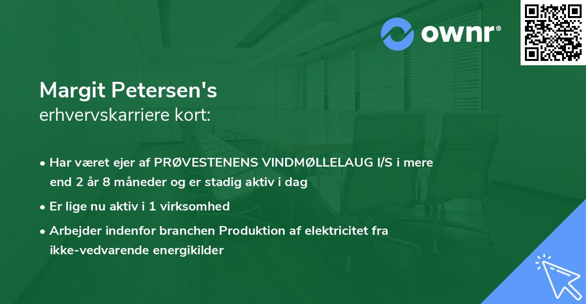 Margit Petersen's erhvervskarriere kort