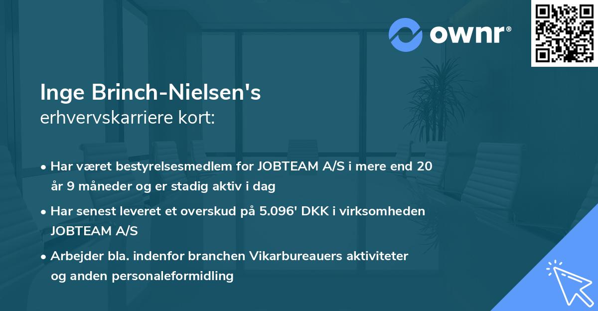Inge Brinch-Nielsen's erhvervskarriere kort