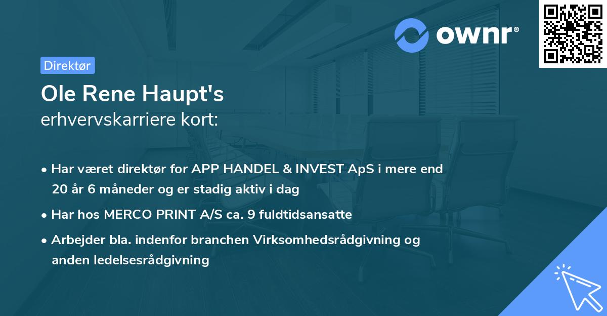 Ole Rene Haupt's erhvervskarriere kort