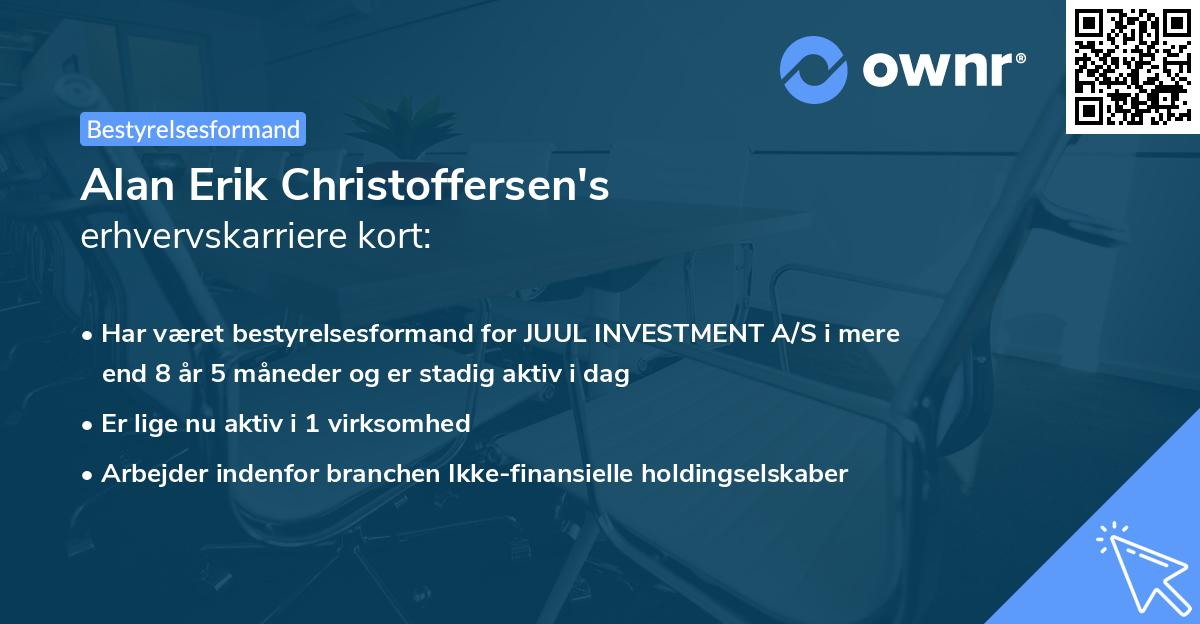 Alan Erik Christoffersen's erhvervskarriere kort