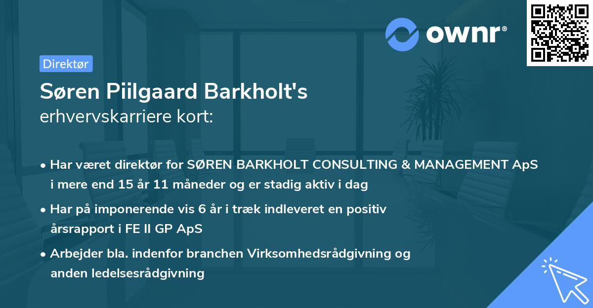 Søren Piilgaard Barkholt's erhvervskarriere kort