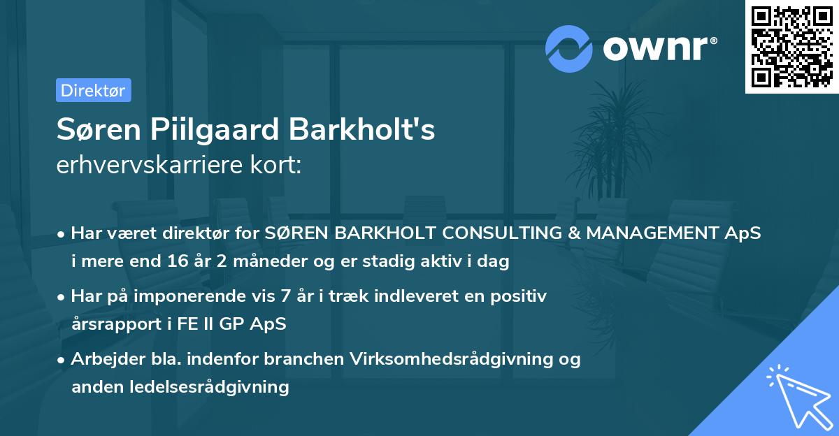 Søren Piilgaard Barkholt's erhvervskarriere kort