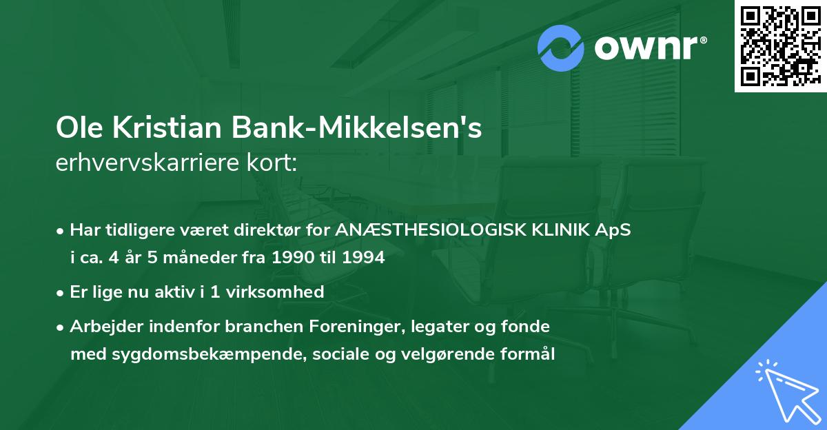 Ole Kristian Bank-Mikkelsen's erhvervskarriere kort