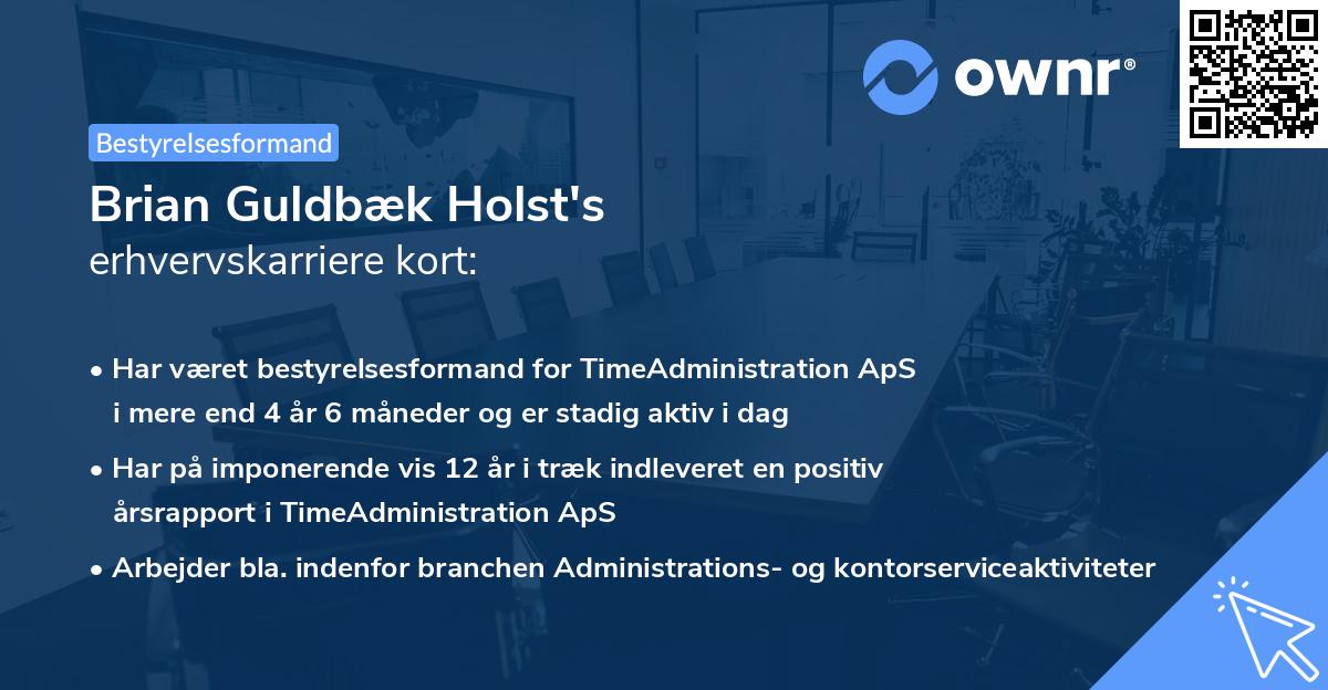 Brian Guldbæk Holst's erhvervskarriere kort