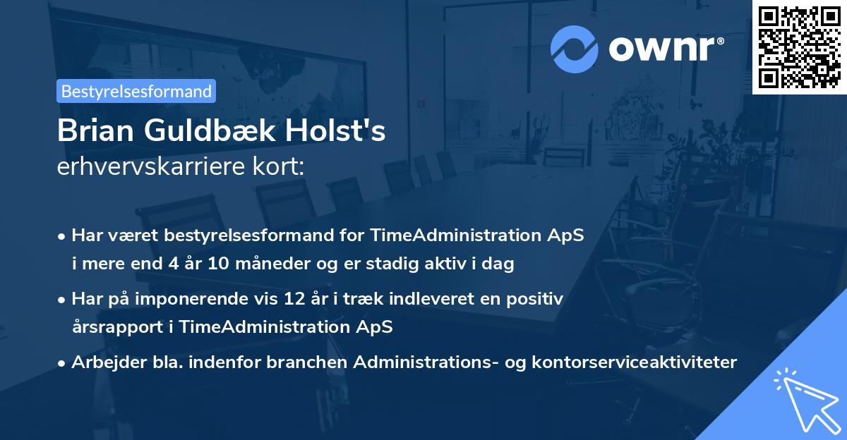 Brian Guldbæk Holst's erhvervskarriere kort