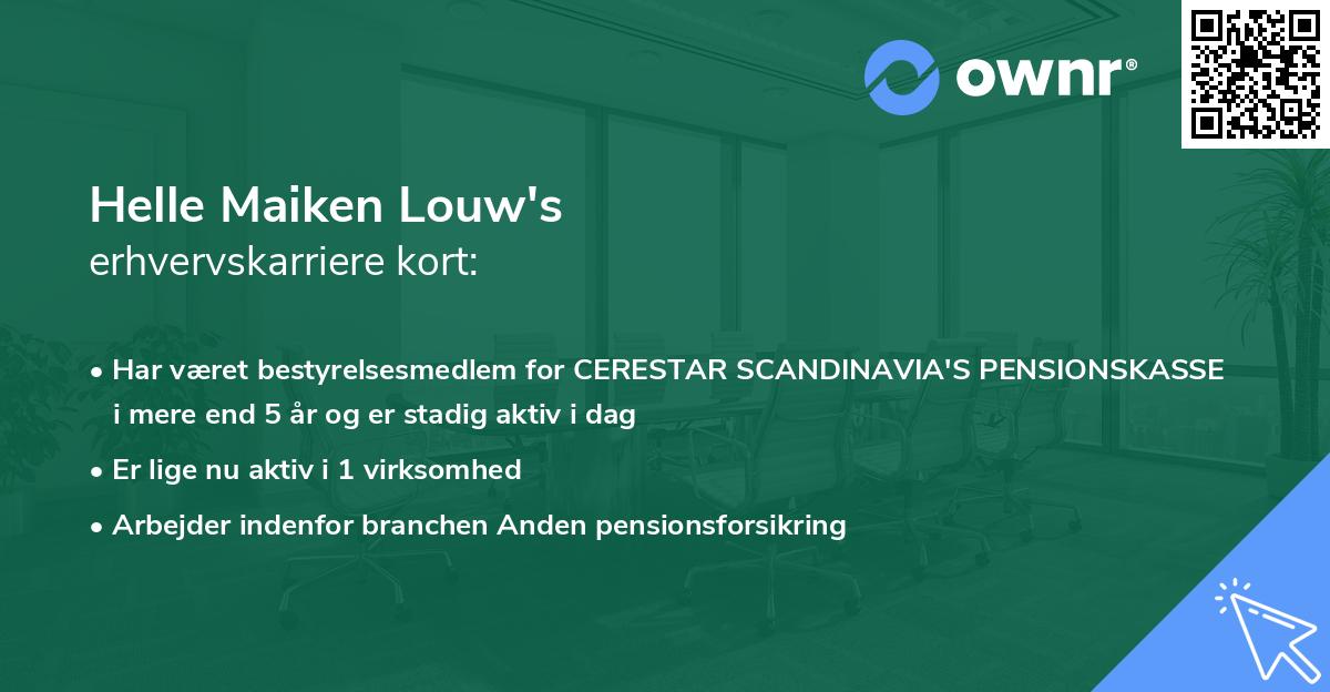 Helle Maiken Louw's erhvervskarriere kort