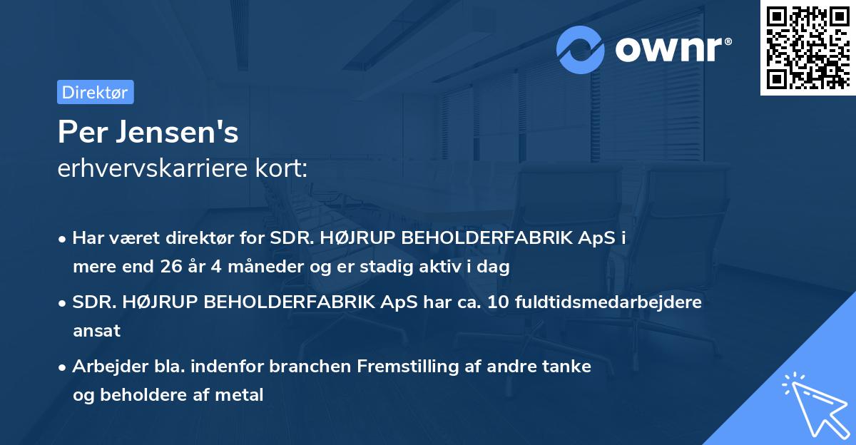Per Jensen's erhvervskarriere kort