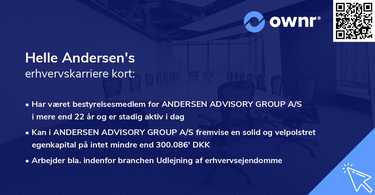 Helle Andersen's erhvervskarriere kort