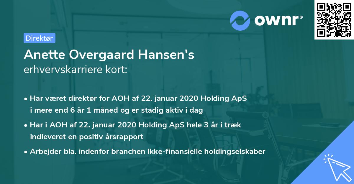 Anette Overgaard Hansen's erhvervskarriere kort