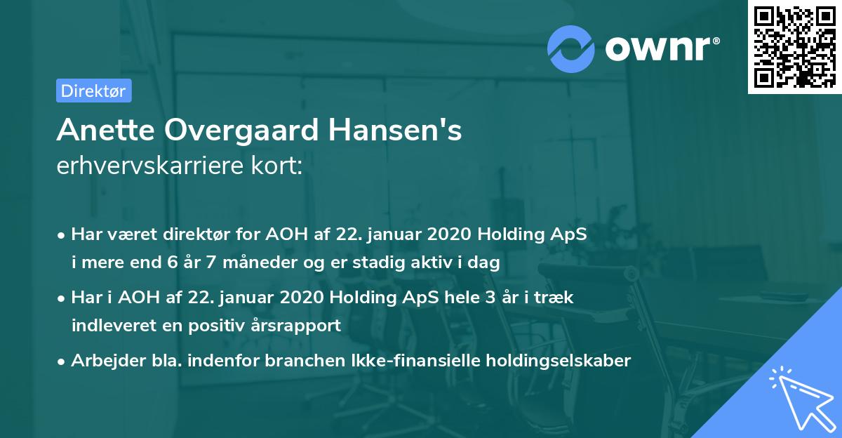 Anette Overgaard Hansen's erhvervskarriere kort