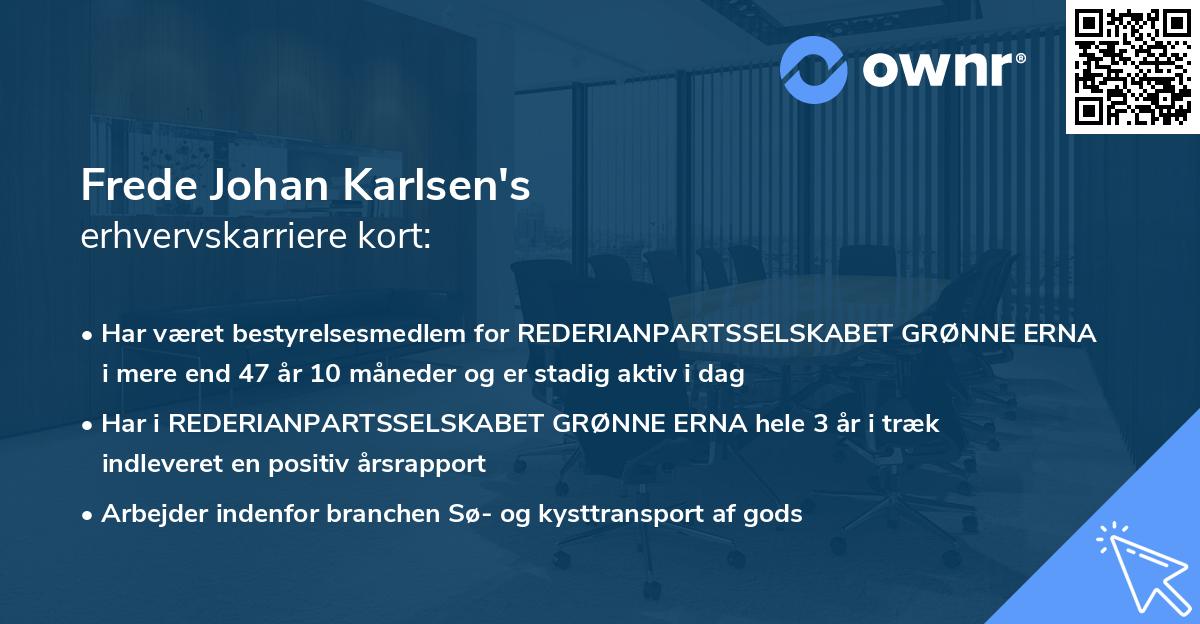 Frede Johan Karlsen's erhvervskarriere kort