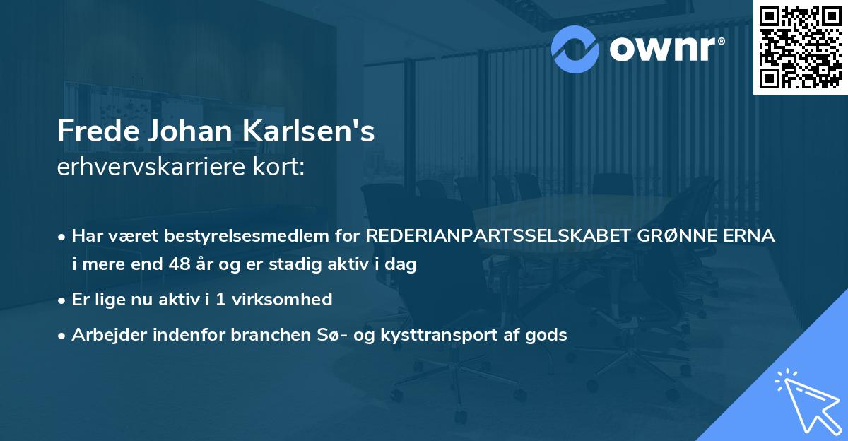 Frede Johan Karlsen's erhvervskarriere kort