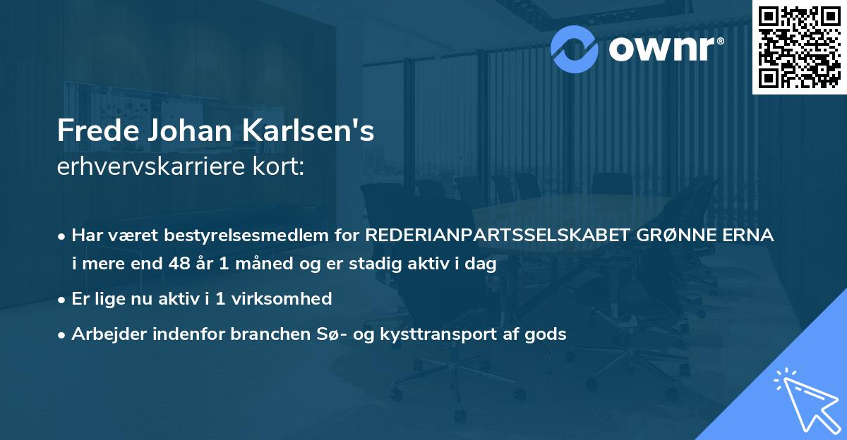 Frede Johan Karlsen's erhvervskarriere kort