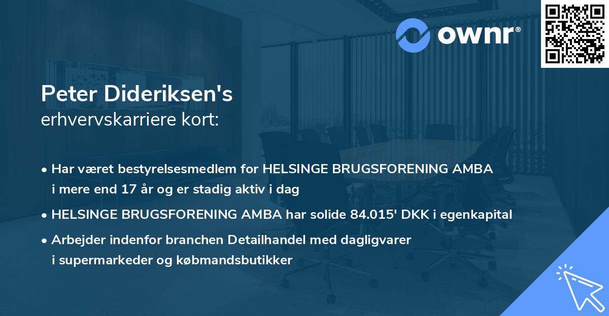 Peter Dideriksen's erhvervskarriere kort