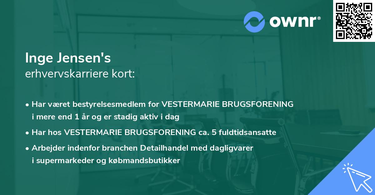 Inge Jensen's erhvervskarriere kort