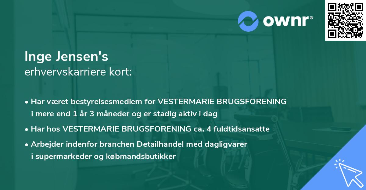 Inge Jensen's erhvervskarriere kort