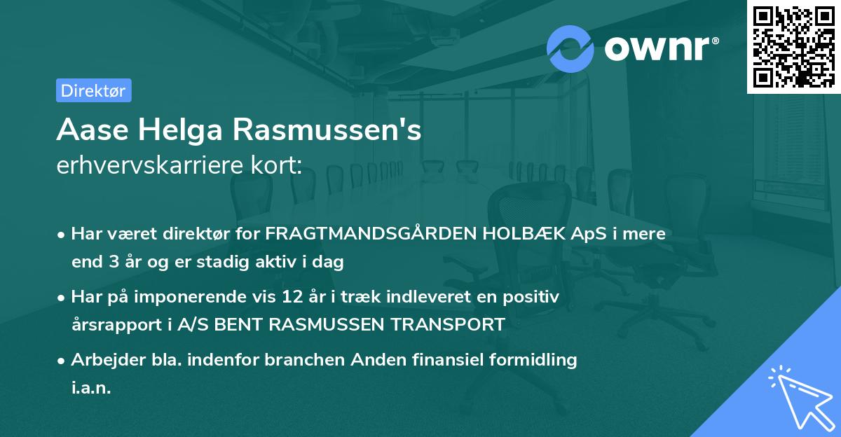 Aase Helga Rasmussen's erhvervskarriere kort